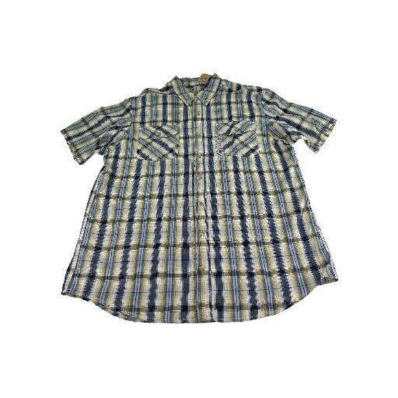 Duluth Trading Co Mens Button Front Shirt Size XL Tall Brown Plaid Short Sleeve - Picture 1 of 9